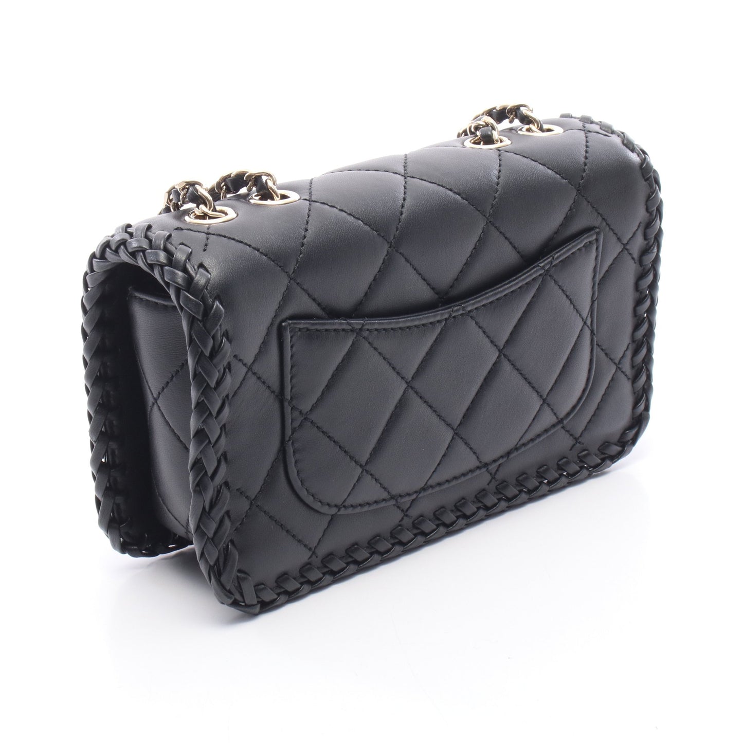 マトラッセ フルフラップ チェーンショルダーバッグ レザー ブラック ゴールド金具 シャネル バッグ CHANEL