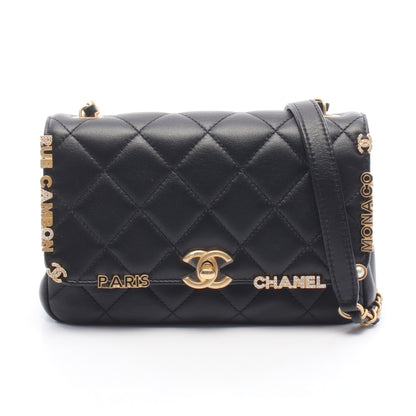 ミニ フラップ バッグ マトラッセ チェーンショルダーバッグ ラムスキン ブラック ゴールド金具 シャネル バッグ CHANEL