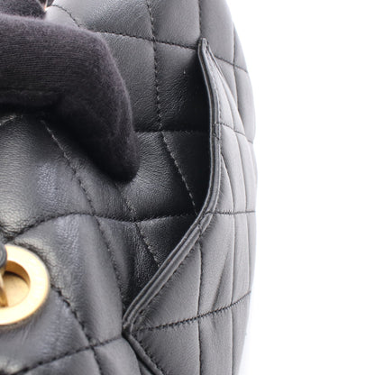 ミニ フラップ バッグ マトラッセ チェーンショルダーバッグ ラムスキン ブラック ゴールド金具 シャネル バッグ CHANEL