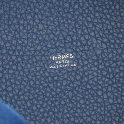 ピコタンロックPM ブルータイ ハンドバッグ トリヨンクレマンス ブルー シルバー金具 K刻印 エルメス バッグ HERMES