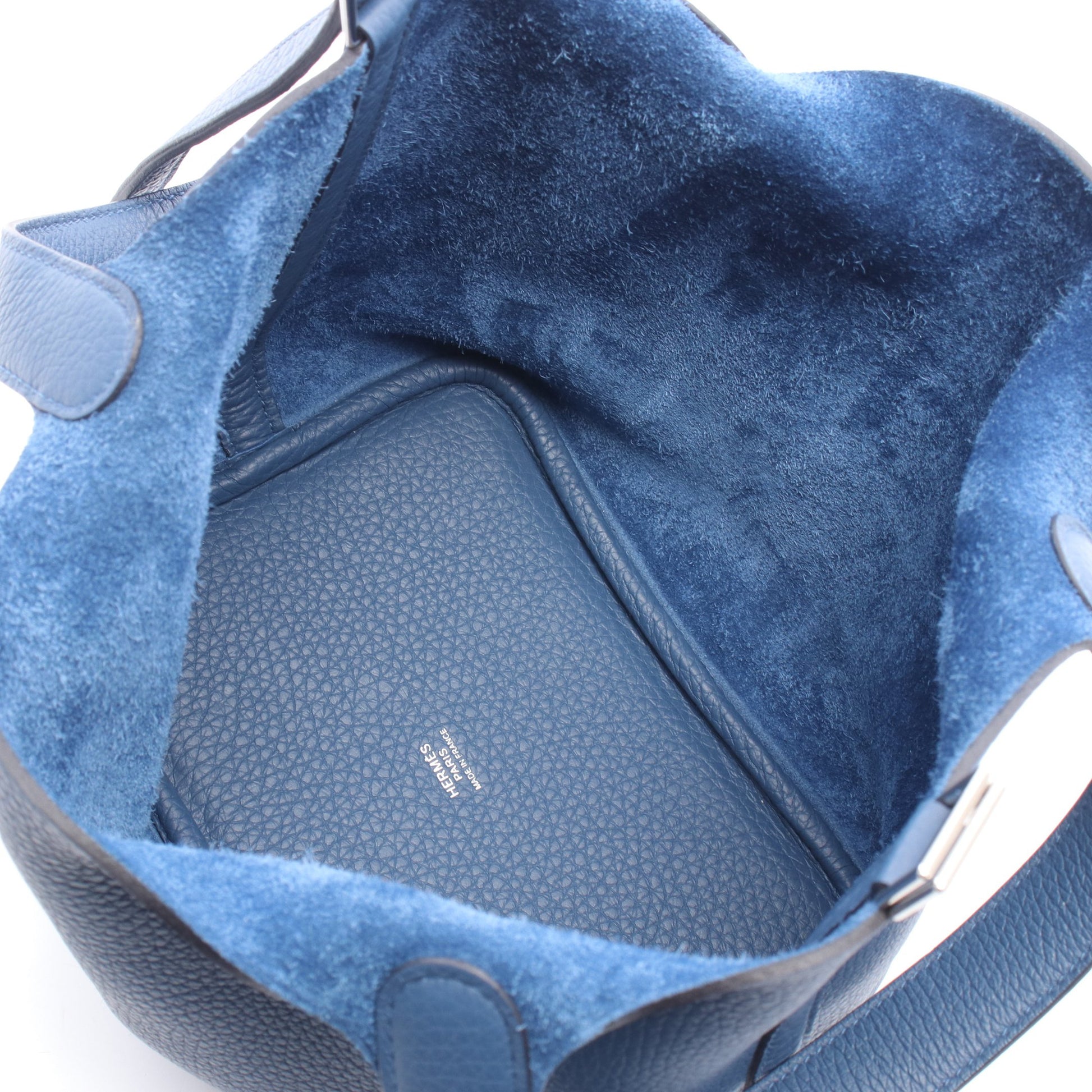 ピコタンロックPM ブルータイ ハンドバッグ トリヨンクレマンス ブルー シルバー金具 K刻印 エルメス バッグ HERMES