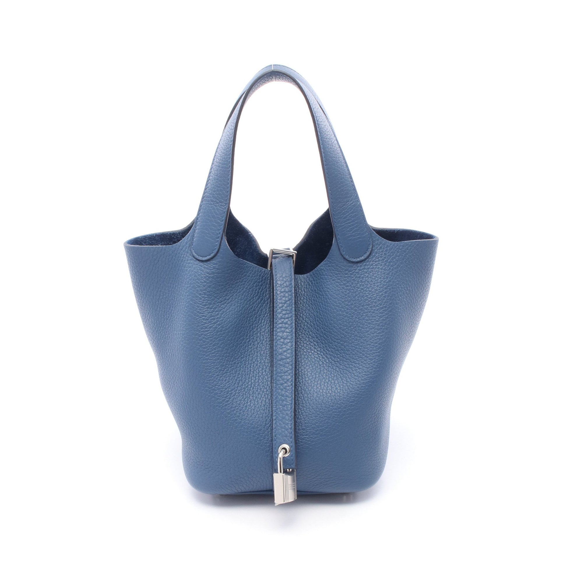 ピコタンロックPM ブルータイ ハンドバッグ トリヨンクレマンス ブルー シルバー金具 K刻印 エルメス バッグ HERMES