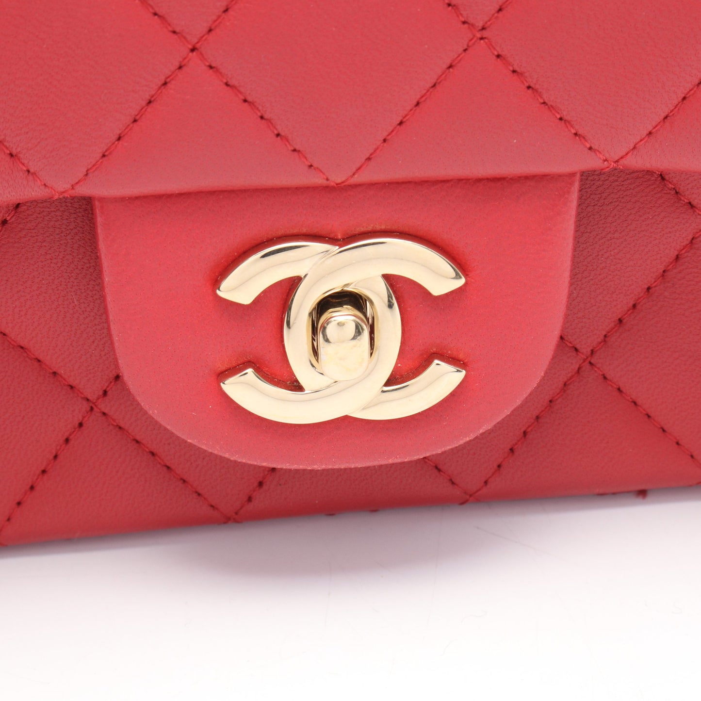 マトラッセ トップハンドル ミニ フラップ チェーンショルダーバッグ ラムスキン レッド ゴールド金具 シャネル バッグ CHANEL