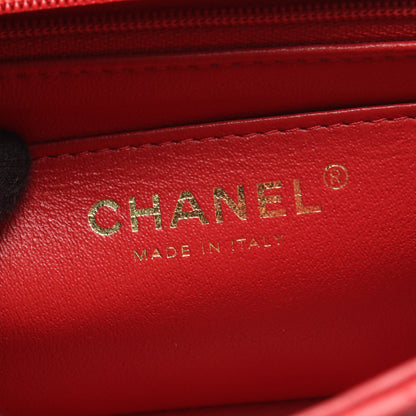 マトラッセ トップハンドル ミニ フラップ チェーンショルダーバッグ ラムスキン レッド ゴールド金具 シャネル バッグ CHANEL