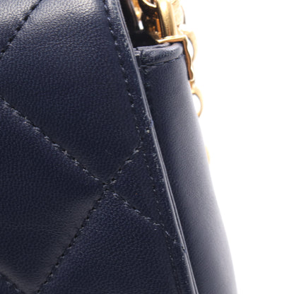 マトラッセ スモールフラップ チェーンショルダーバッグ ラムスキン ネイビー ゴールド金具 シャネル バッグ CHANEL