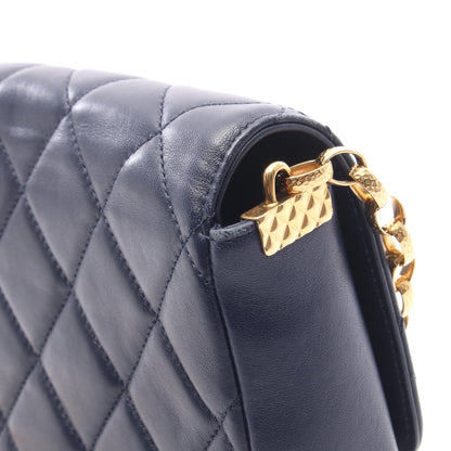 マトラッセ スモールフラップ チェーンショルダーバッグ ラムスキン ネイビー ゴールド金具 シャネル バッグ CHANEL