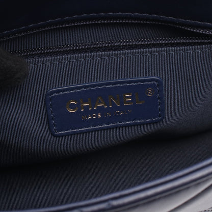 マトラッセ スモールフラップ チェーンショルダーバッグ ラムスキン ネイビー ゴールド金具 シャネル バッグ CHANEL