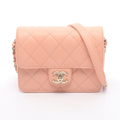 マトラッセ スモールフラップ チェーンショルダーバッグ キャビアスキン コーラルピンク ゴールド金具 シャネル バッグ CHANEL