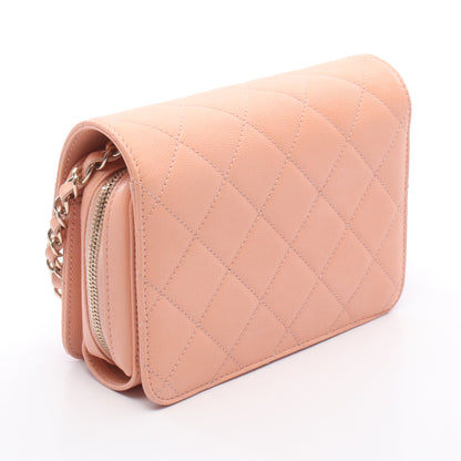 マトラッセ スモールフラップ チェーンショルダーバッグ キャビアスキン コーラルピンク ゴールド金具 シャネル バッグ CHANEL