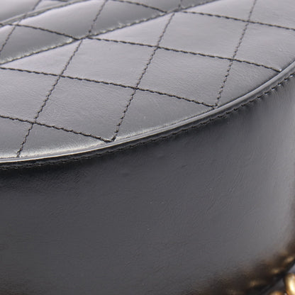 マトラッセ ラウンド チェーンショルダー チェーンハンドバッグ レザー ブラック ゴールド金具 シャネル バッグ CHANEL