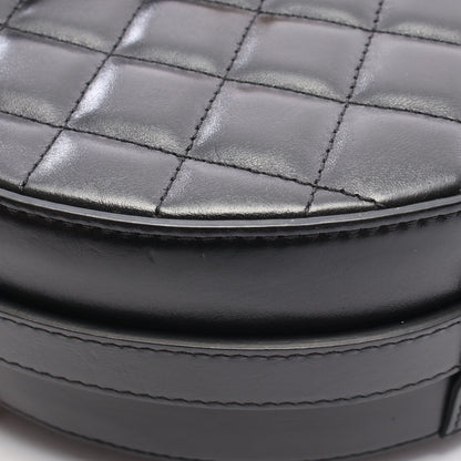 マトラッセ ラウンド チェーンショルダー チェーンハンドバッグ レザー ブラック ゴールド金具 シャネル バッグ CHANEL