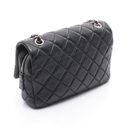 マトラッセ チェーンショルダーバッグ レザー ブラック シルバー金具 シャネル バッグ CHANEL