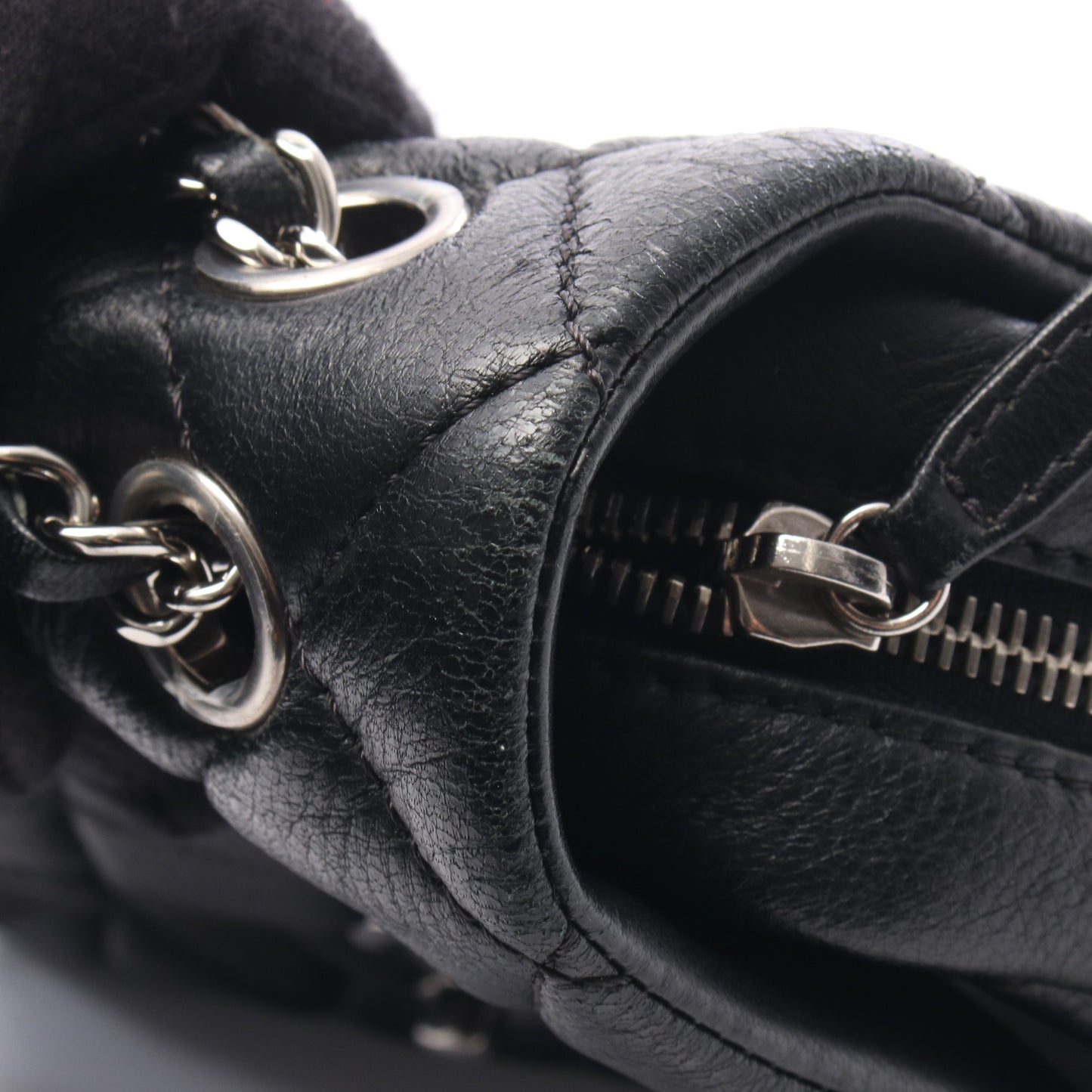 マトラッセ チェーンショルダーバッグ レザー ブラック シルバー金具 シャネル バッグ CHANEL