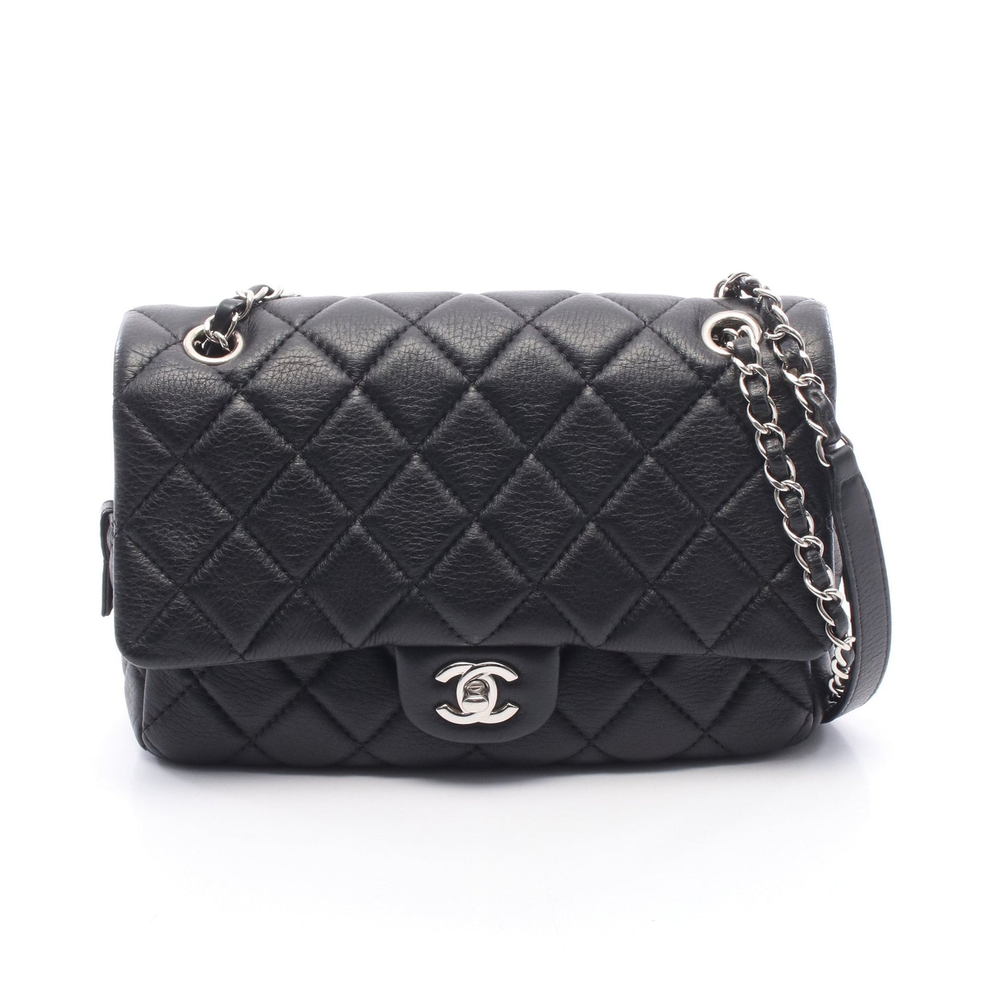 マトラッセ チェーンショルダーバッグ レザー ブラック シルバー金具 シャネル バッグ CHANEL