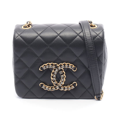マトラッセ チェーンショルダーバッグ ラムスキン ブラック ゴールド金具 シャネル バッグ CHANEL