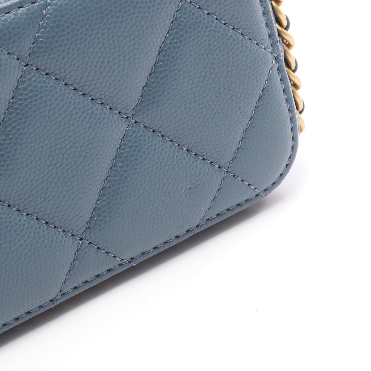 マトラッセ チェーンショルダーバッグ キャビアスキン ブルー ゴールド金具 シャネル バッグ CHANEL