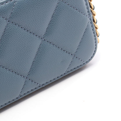 マトラッセ チェーンショルダーバッグ キャビアスキン ブルー ゴールド金具 シャネル バッグ CHANEL