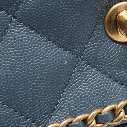マトラッセ チェーンショルダーバッグ キャビアスキン ブルー ゴールド金具 シャネル バッグ CHANEL