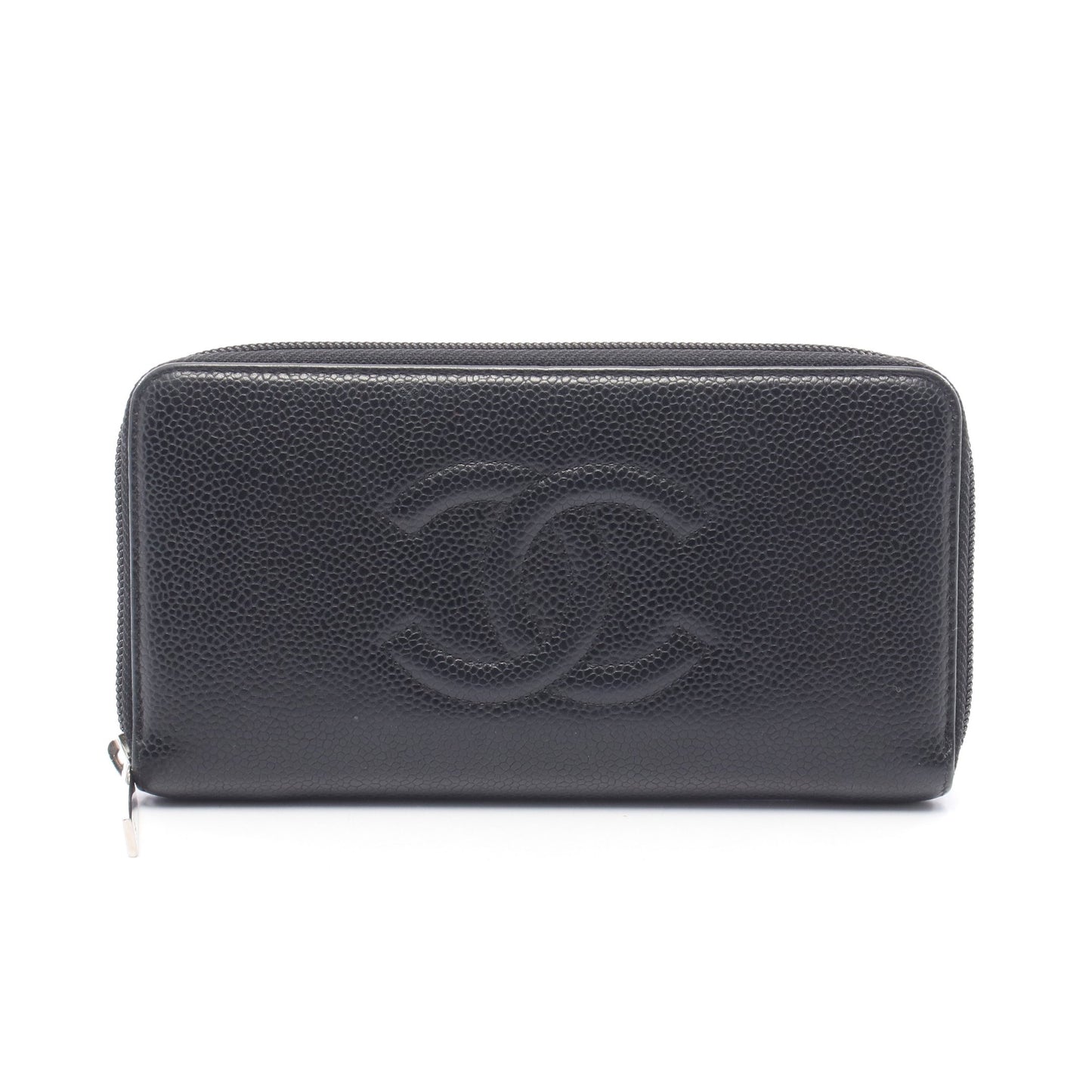 ココマーク ラウンドファスナー長財布 キャビアスキン ブラック シルバー金具 シャネル 財布・小物 CHANEL