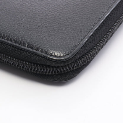 ココマーク ラウンドファスナー長財布 キャビアスキン ブラック シルバー金具 シャネル 財布・小物 CHANEL