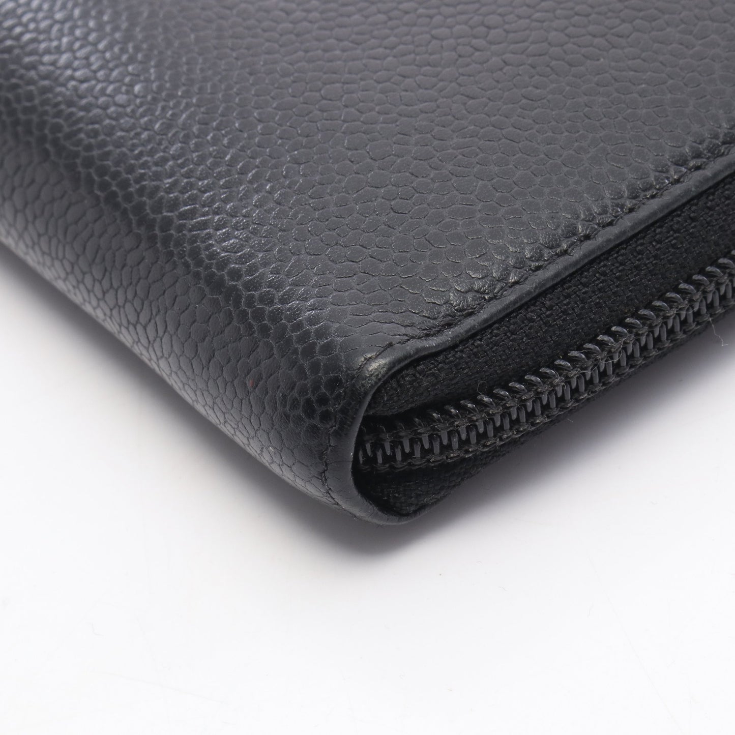 ココマーク ラウンドファスナー長財布 キャビアスキン ブラック シルバー金具 シャネル 財布・小物 CHANEL