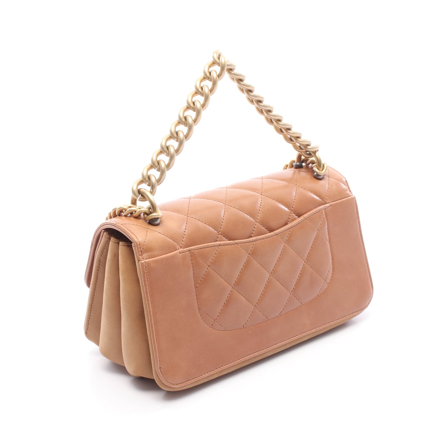 マトラッセ 2WAY チェーンショルダーバッグ レザー ブラウン ライトブラウン ゴールド金具 シャネル バッグ CHANEL