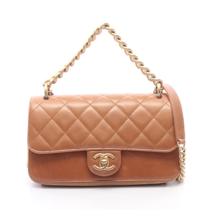 マトラッセ 2WAY チェーンショルダーバッグ レザー ブラウン ライトブラウン ゴールド金具 シャネル バッグ CHANEL