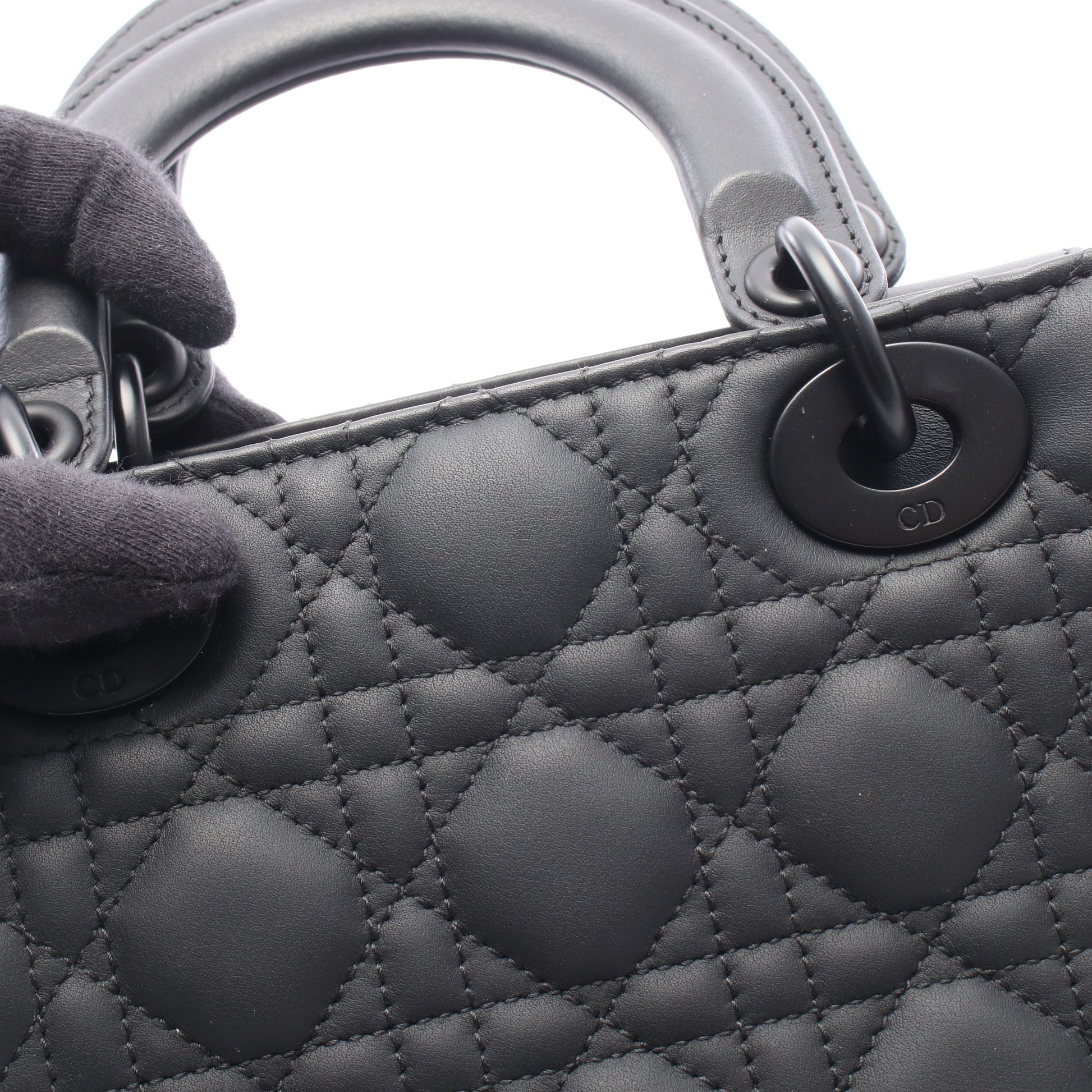LADY DIOR MY ABCDIOR レディディオール スモール カナージュ 2WAY ハンドバッグ レザー ブラック クリスチャンディオール バッグ Christian Dior