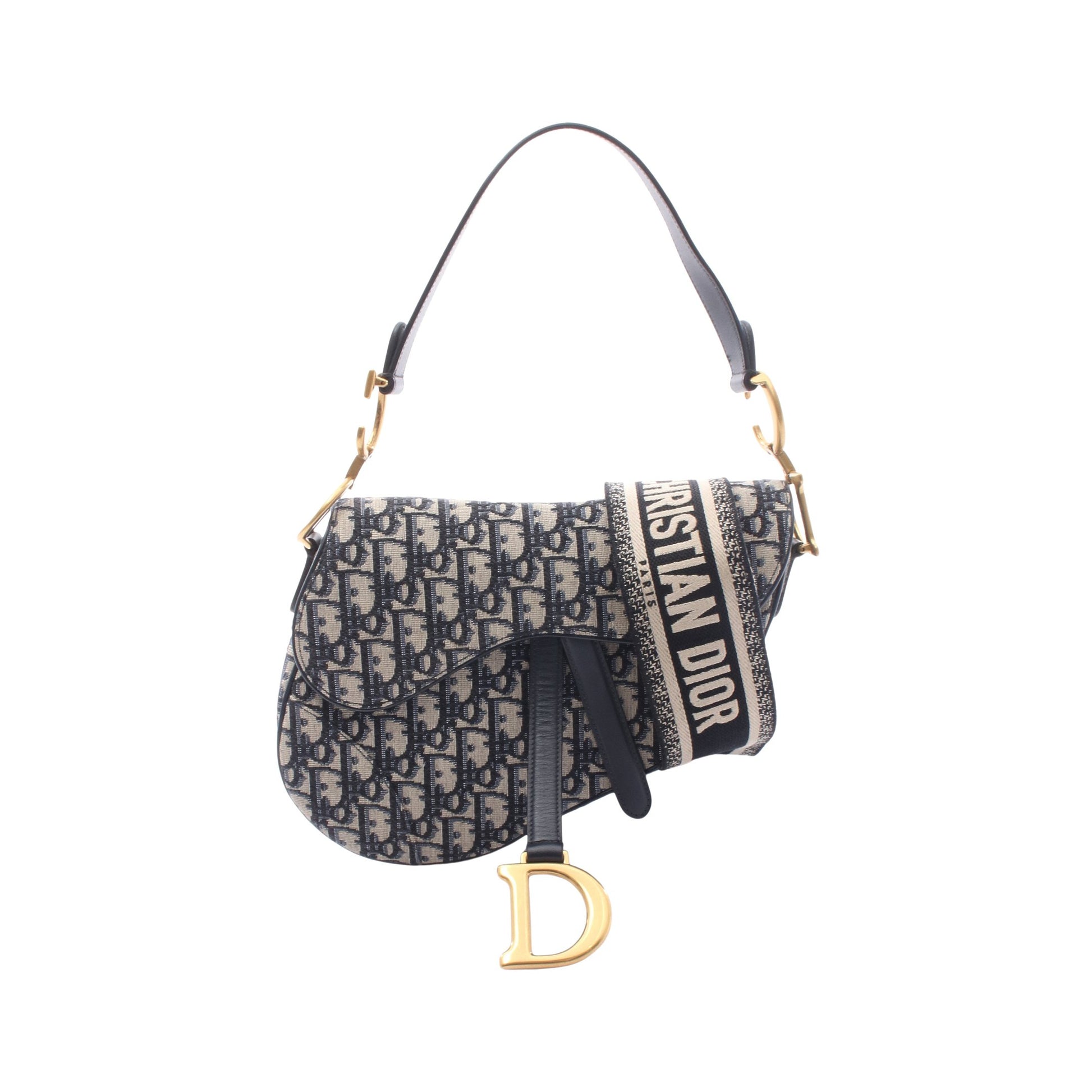 SADDLE サドル オブリーク 2WAY ハンドバッグ キャンバス レザー ネイビー ベージュ クリスチャンディオール バッグ Christian Dior
