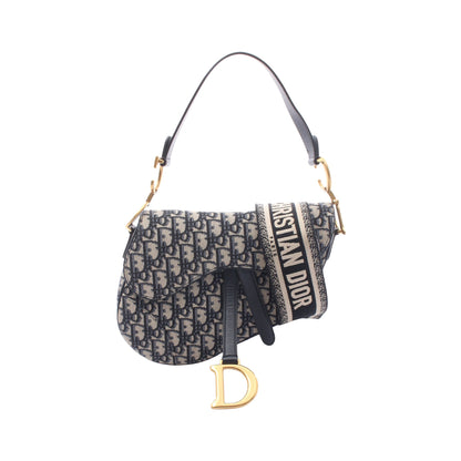SADDLE サドル オブリーク 2WAY ハンドバッグ キャンバス レザー ネイビー ベージュ クリスチャンディオール バッグ Christian Dior