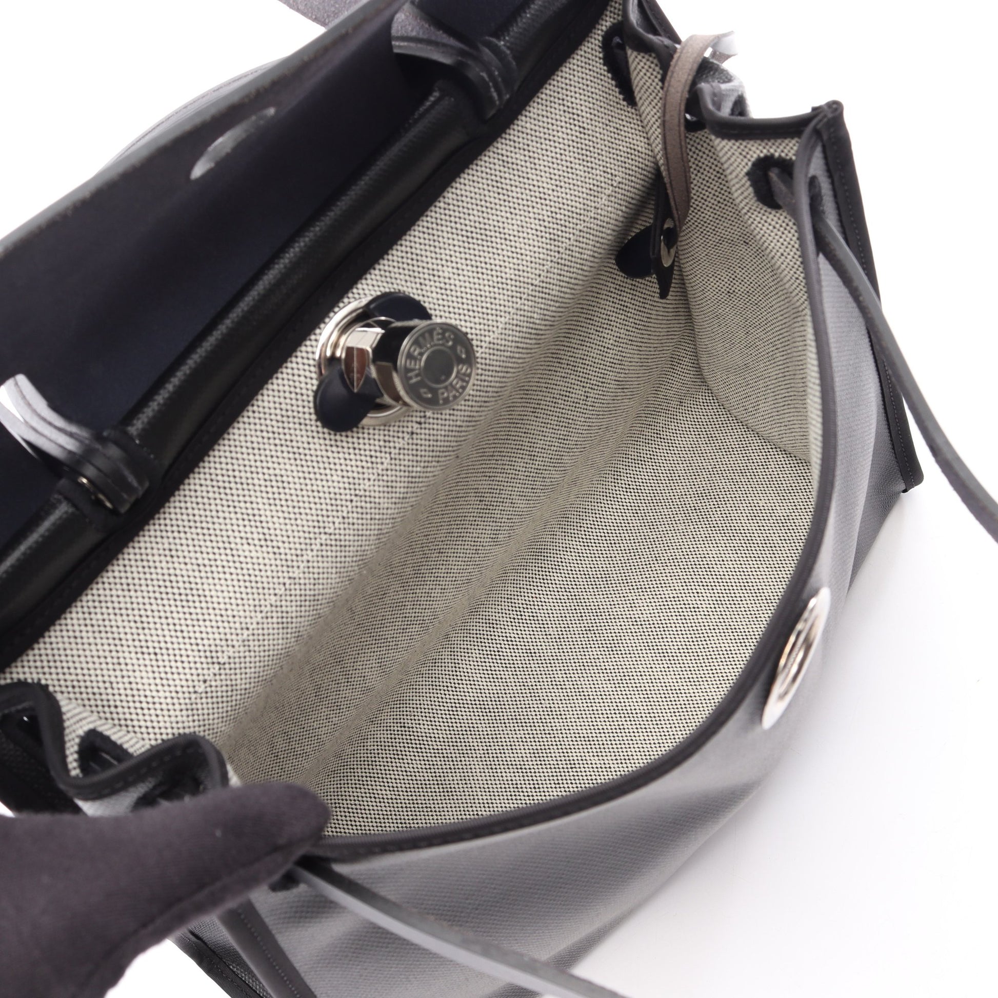 エールバッグジップPM ブルーニュイ 2WAY ハンドバッグ トワルアッシュベルリンヌ ヴァッシュハンター ブラック ネイビー シルバー金具 W刻印 エルメス バッグ HERMES