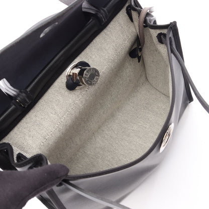 エールバッグジップPM ブルーニュイ 2WAY ハンドバッグ トワルアッシュベルリンヌ ヴァッシュハンター ブラック ネイビー シルバー金具 W刻印 エルメス バッグ HERMES
