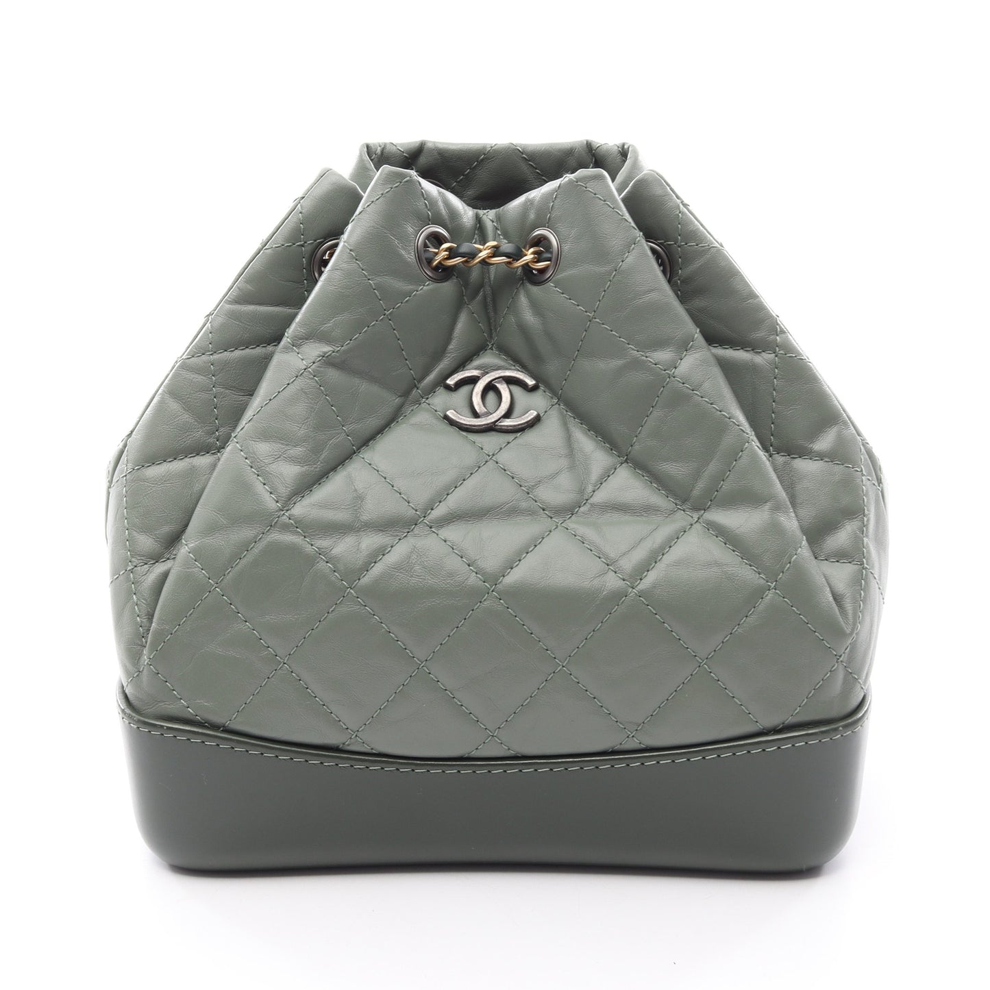 ガブリエル スモール コンビ金具 リュックサック レザー グリーン シャネル バッグ CHANEL