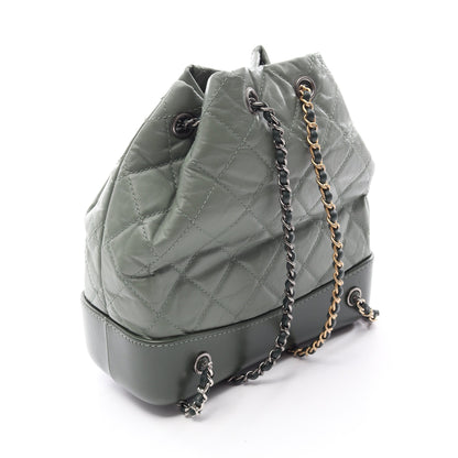 ガブリエル スモール コンビ金具 リュックサック レザー グリーン シャネル バッグ CHANEL