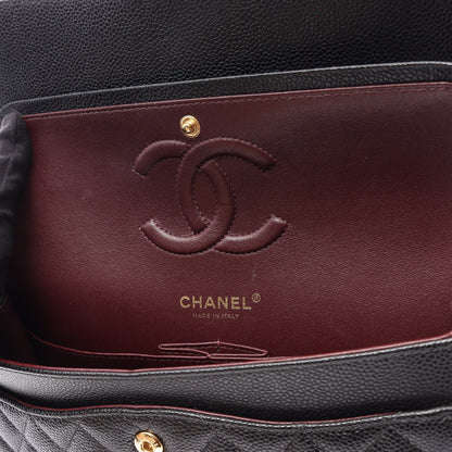 マトラッセ Wフラップ Wチェーンショルダーバッグ キャビアスキン ブラック ゴールド金具 シャネル バッグ CHANEL
