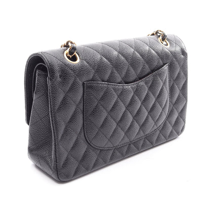 マトラッセ Wフラップ Wチェーンショルダーバッグ キャビアスキン ブラック ゴールド金具 シャネル バッグ CHANEL