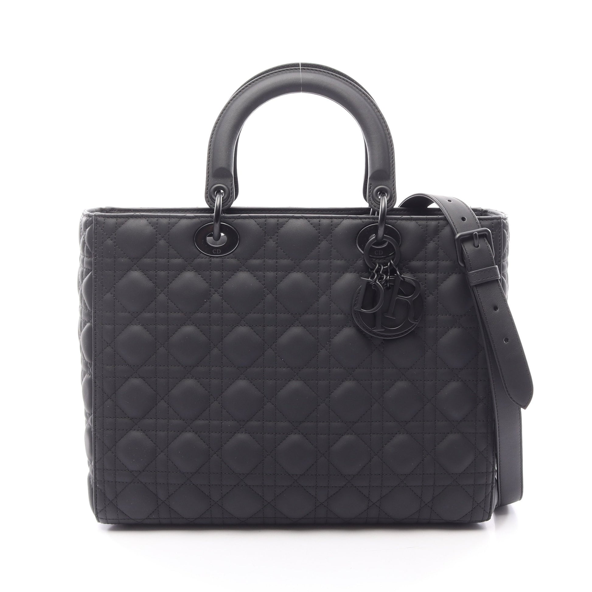 レディディオール ラージ 2WAY ハンドバッグ レザー ブラック クリスチャンディオール バッグ Christian Dior