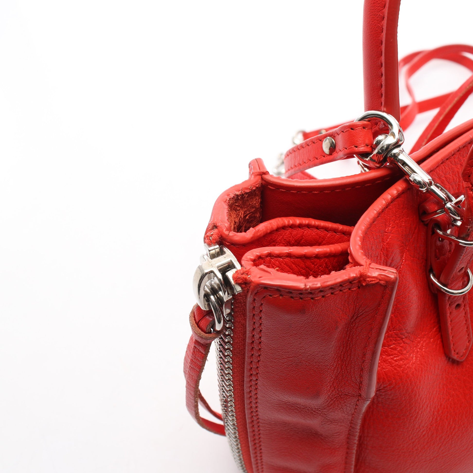 ミニペーパー 2WAY ハンドバッグ レザー レッド バレンシアガ バッグ BALENCIAGA