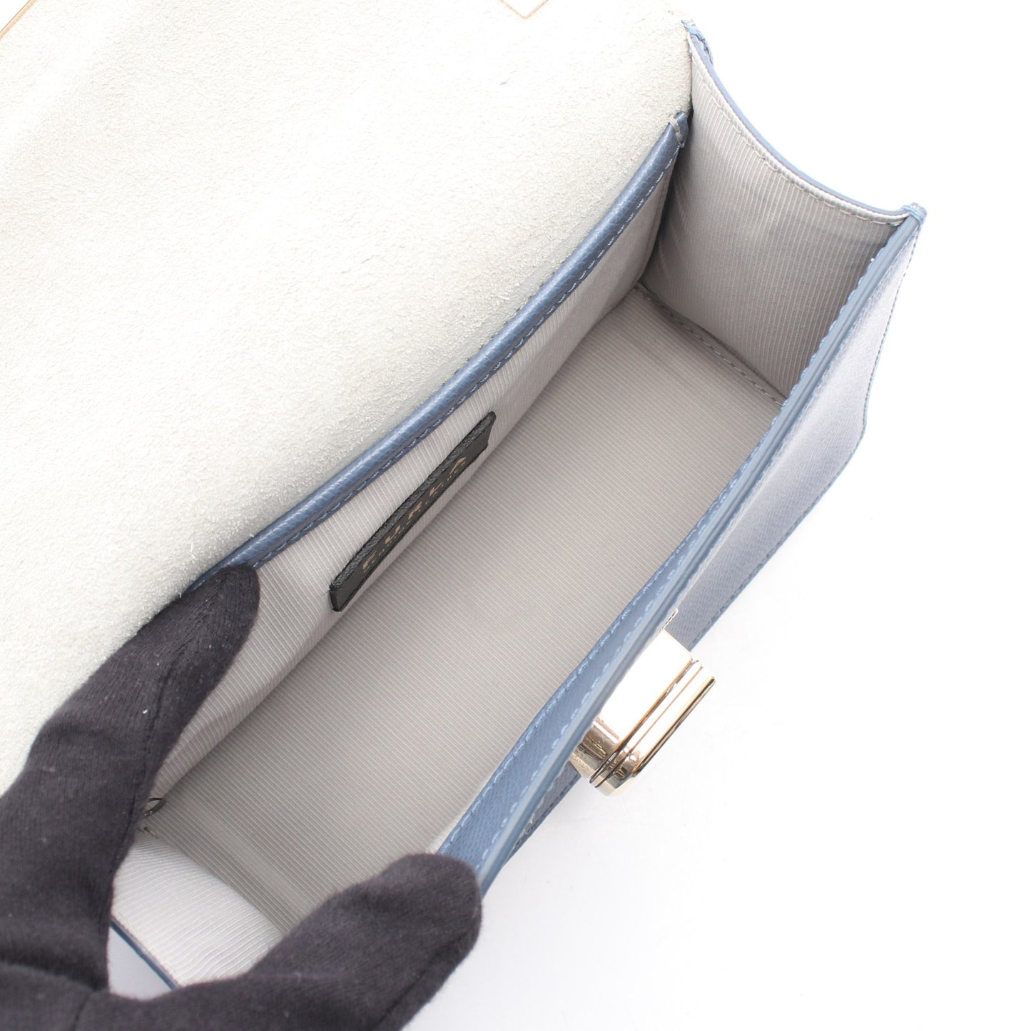 1927 チェーンショルダーバッグ レザー ブルー フルラ バッグ FURLA