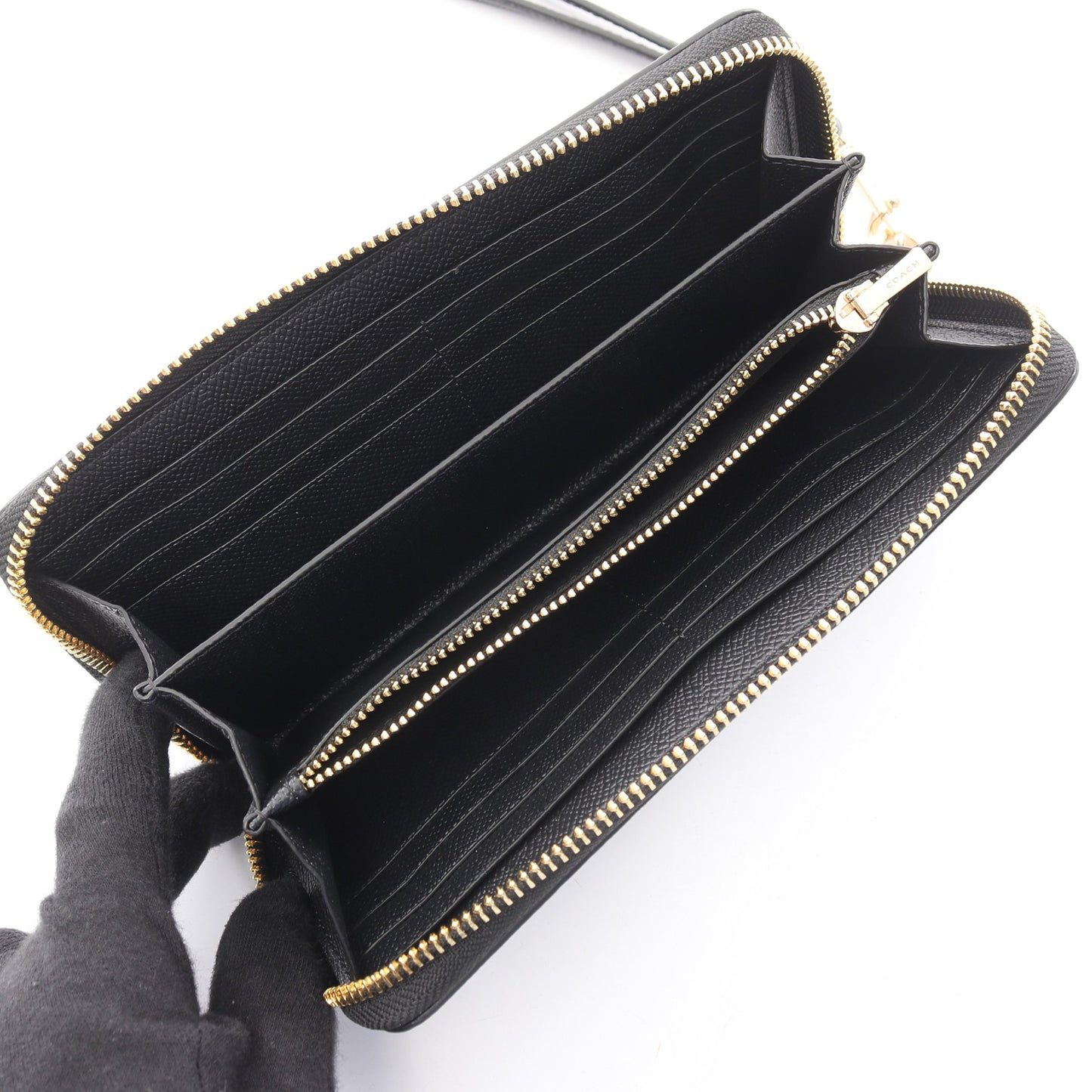 ロングジップアラウンド ラウンドファスナー長財布 レザー ブラック コーチ 財布・小物 COACH