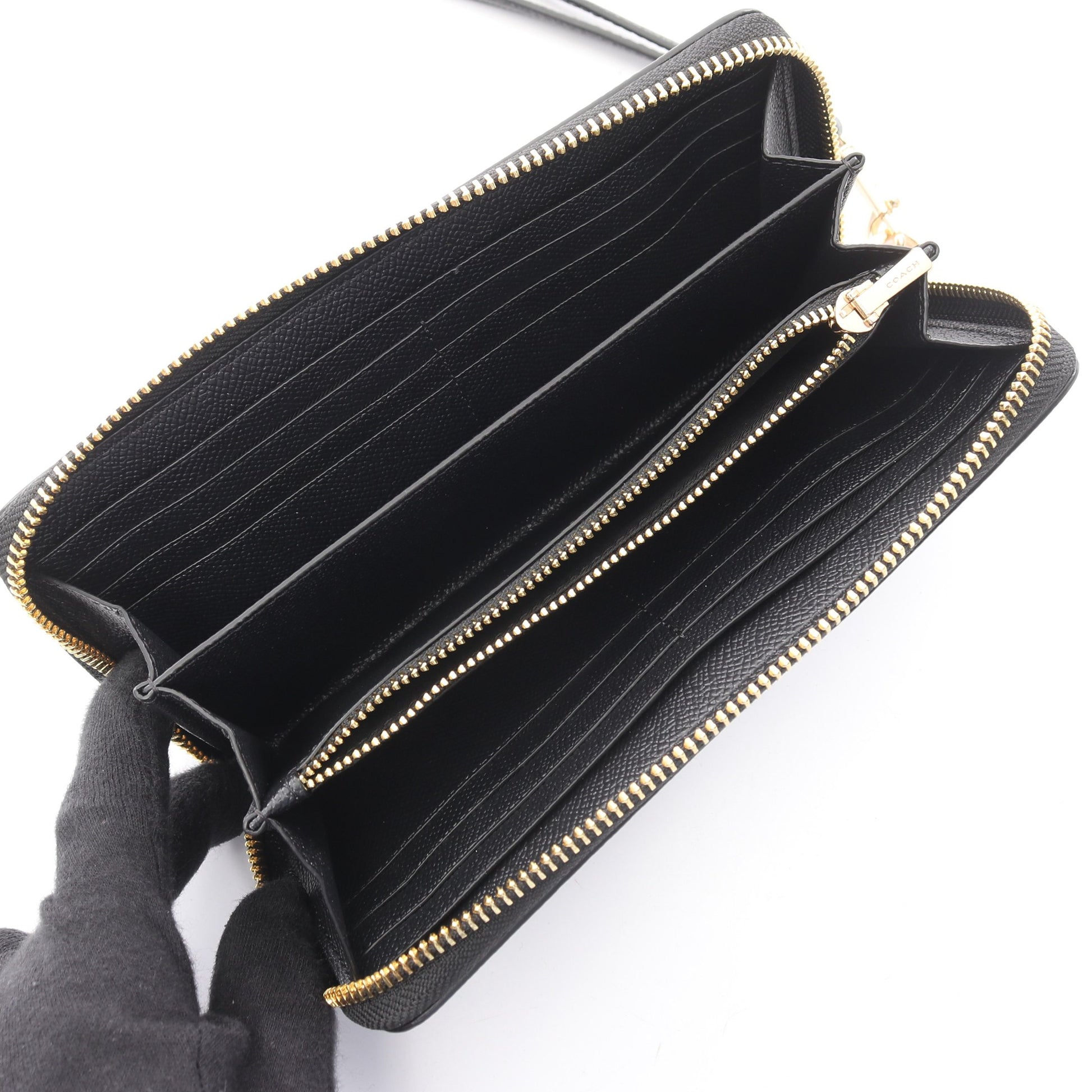 ロングジップアラウンド ラウンドファスナー長財布 レザー ブラック コーチ 財布・小物 COACH