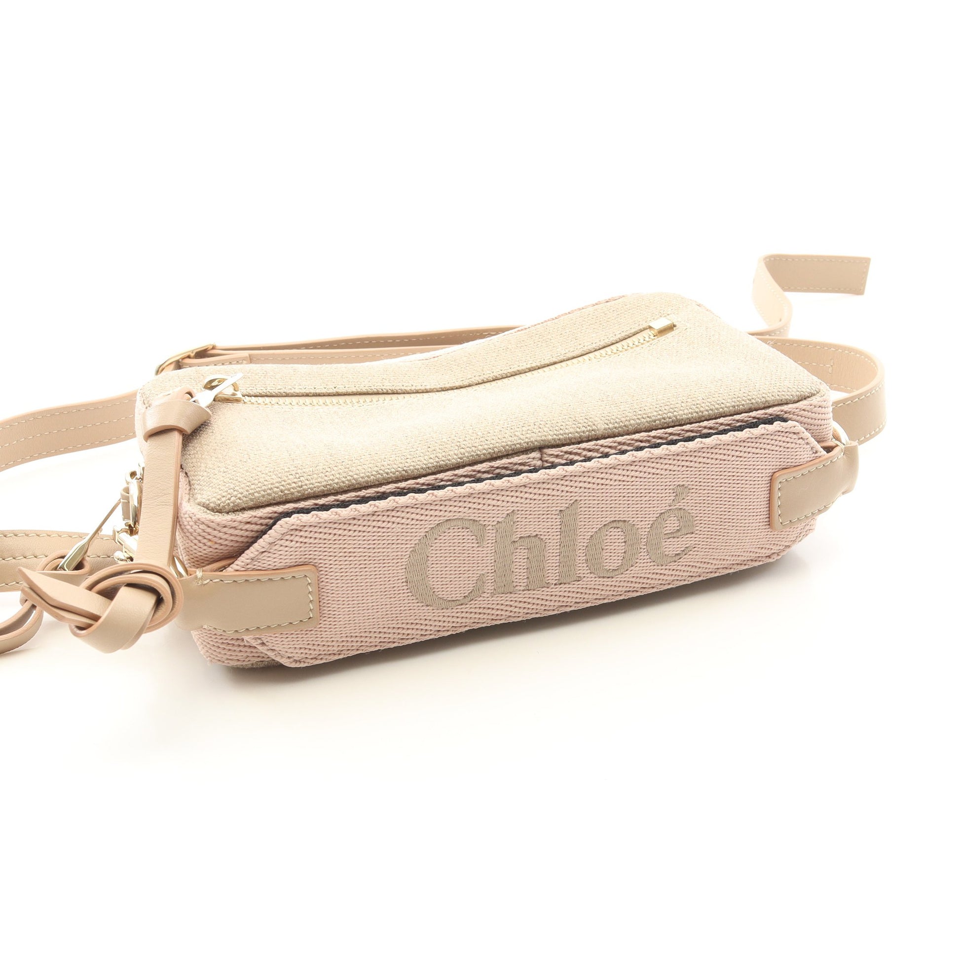 WOODY BELT BAG ショルダーバッグ キャンバス レザー ベージュ ピンクベージュ クロエ バッグ Chloe