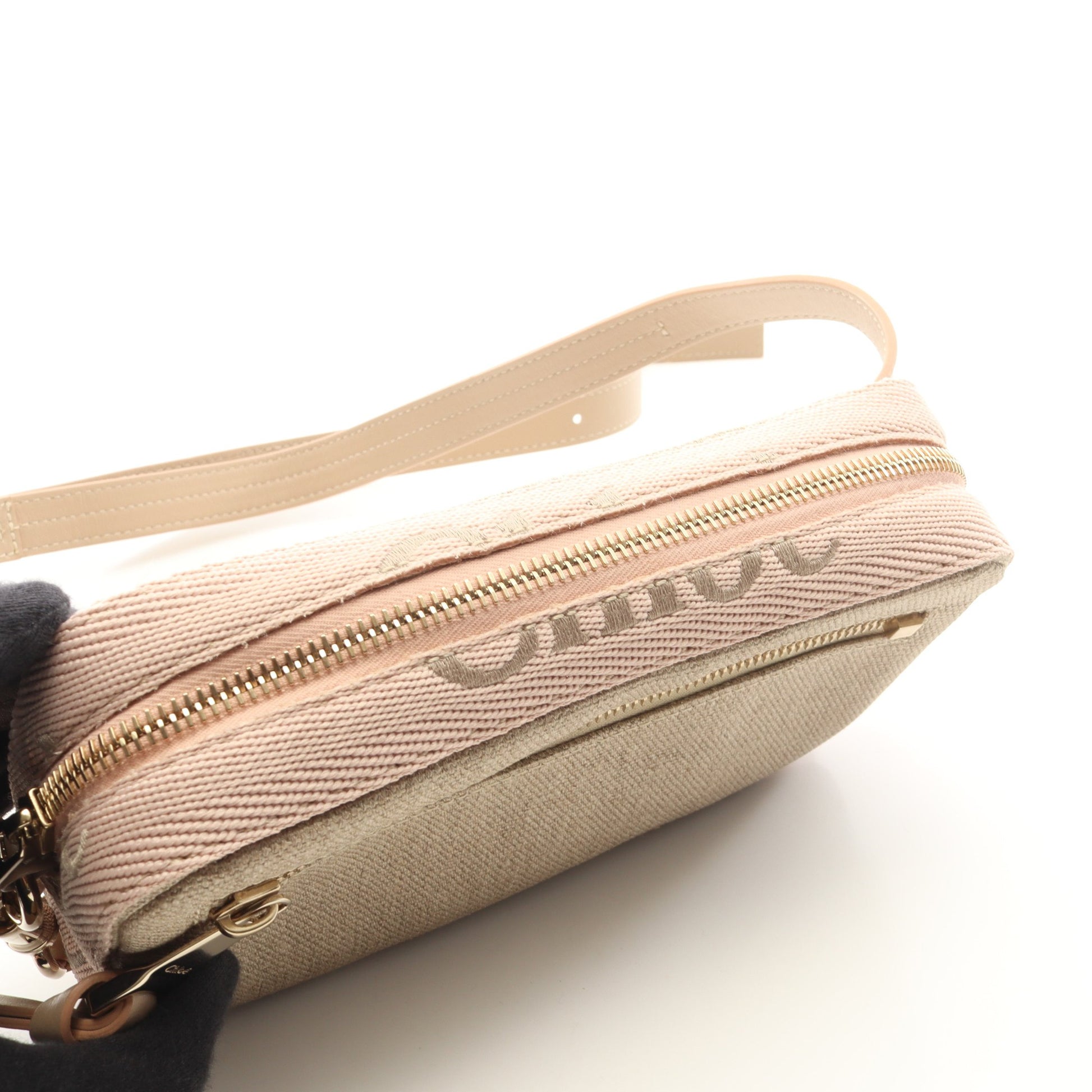 WOODY BELT BAG ショルダーバッグ キャンバス レザー ベージュ ピンクベージュ クロエ バッグ Chloe