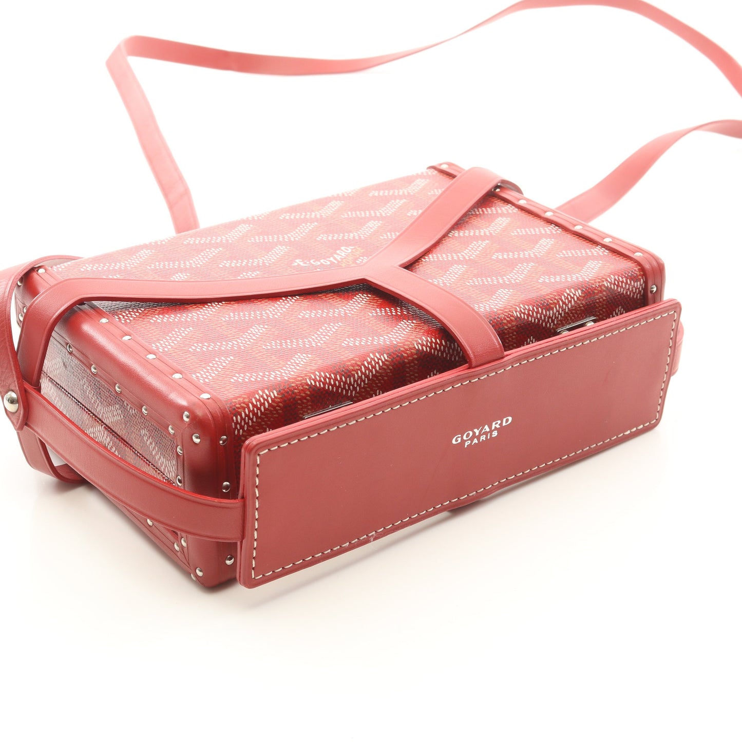 ミノディエール トランクバッグ ショルダーバッグ PVC レザー レッド ゴヤール バッグ GOYARD