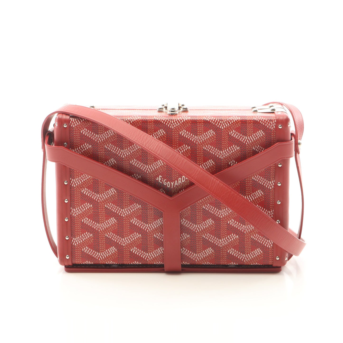 ミノディエール トランクバッグ ショルダーバッグ PVC レザー レッド ゴヤール バッグ GOYARD