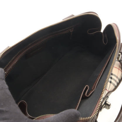 ノバチェック ハンドバッグ キャンバス レザー ライトベージュ ダークブラウン マルチカラー バーバリー バッグ BURBERRY