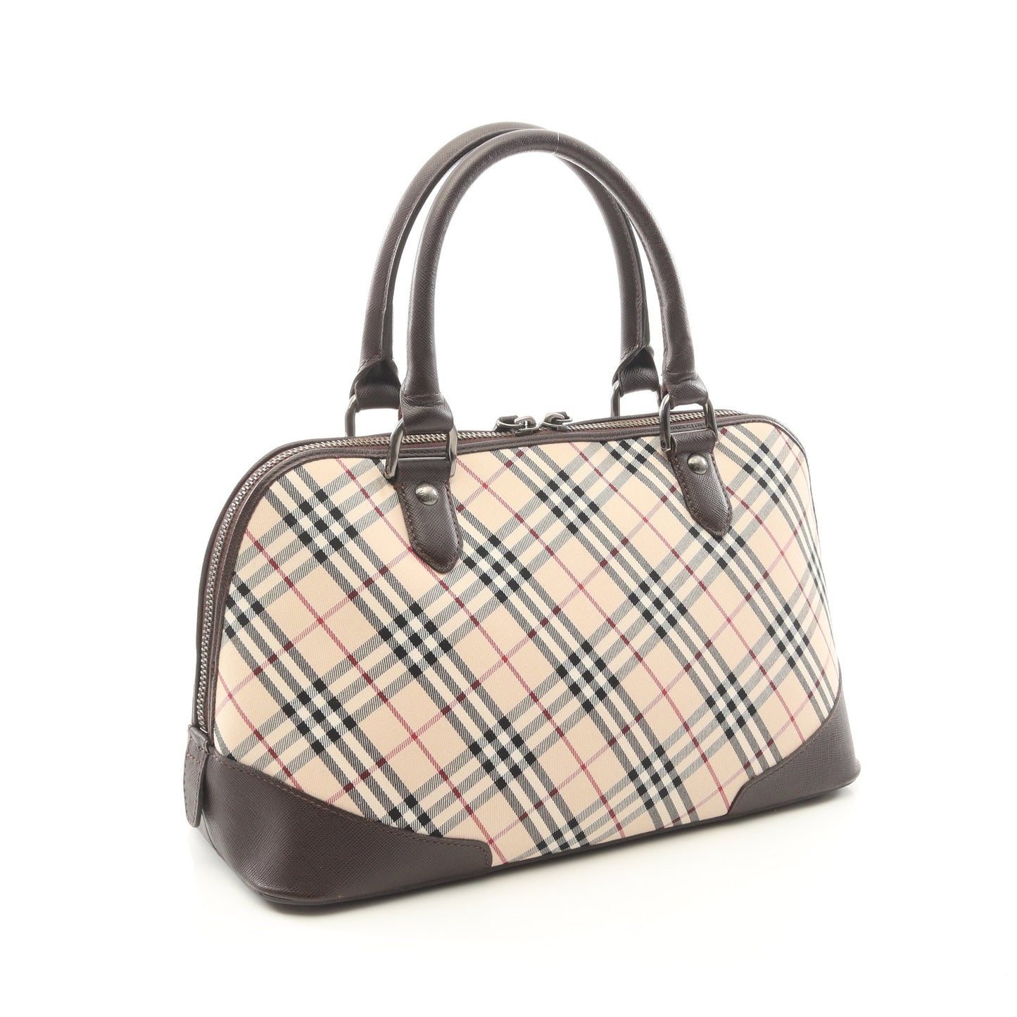 ノバチェック ハンドバッグ キャンバス レザー ライトベージュ ダークブラウン マルチカラー バーバリー バッグ BURBERRY