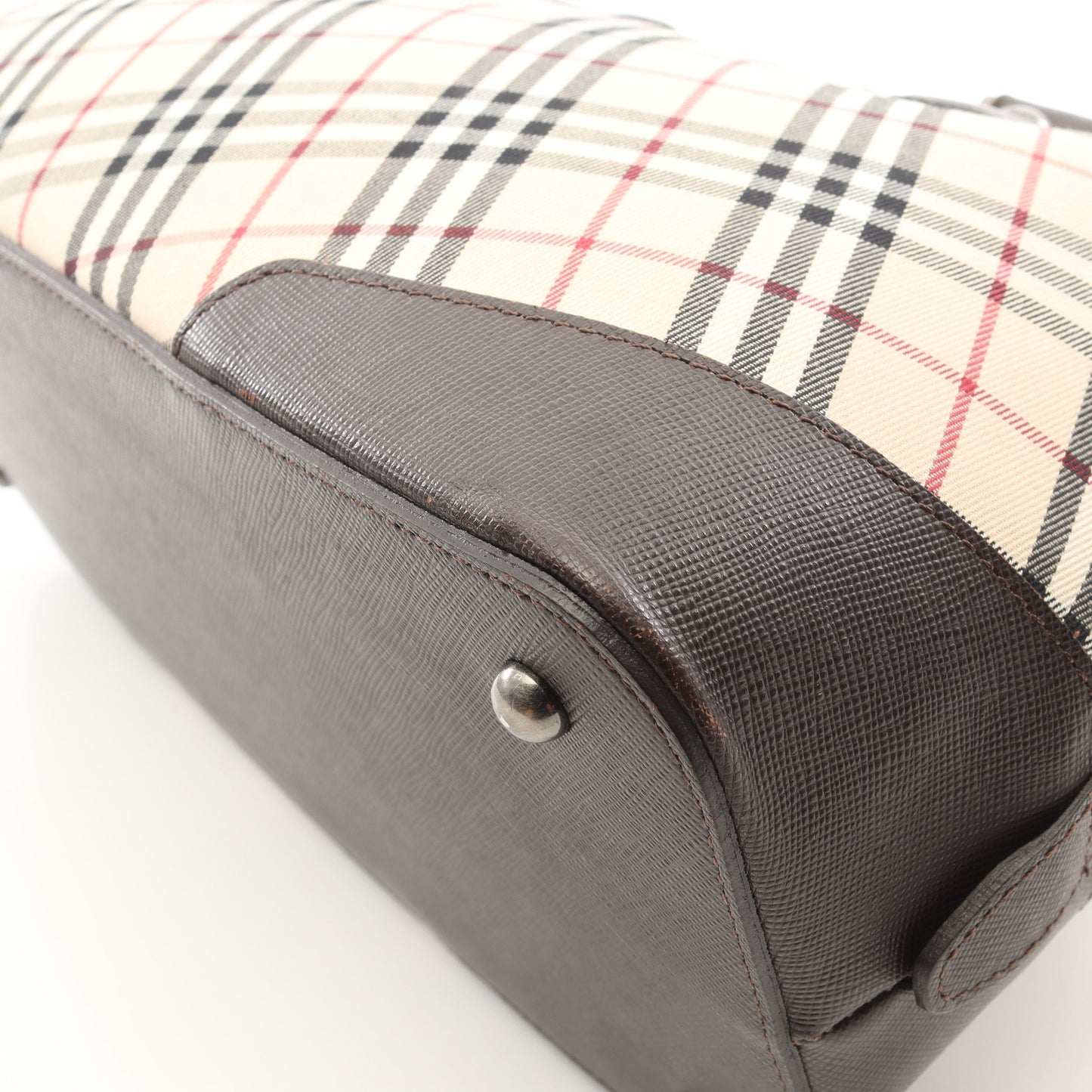 ノバチェック ハンドバッグ キャンバス レザー ライトベージュ ダークブラウン マルチカラー バーバリー バッグ BURBERRY