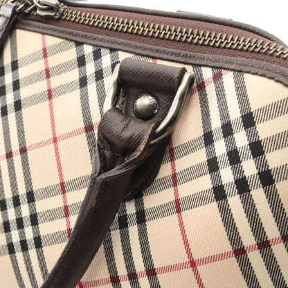 ノバチェック ハンドバッグ キャンバス レザー ライトベージュ ダークブラウン マルチカラー バーバリー バッグ BURBERRY