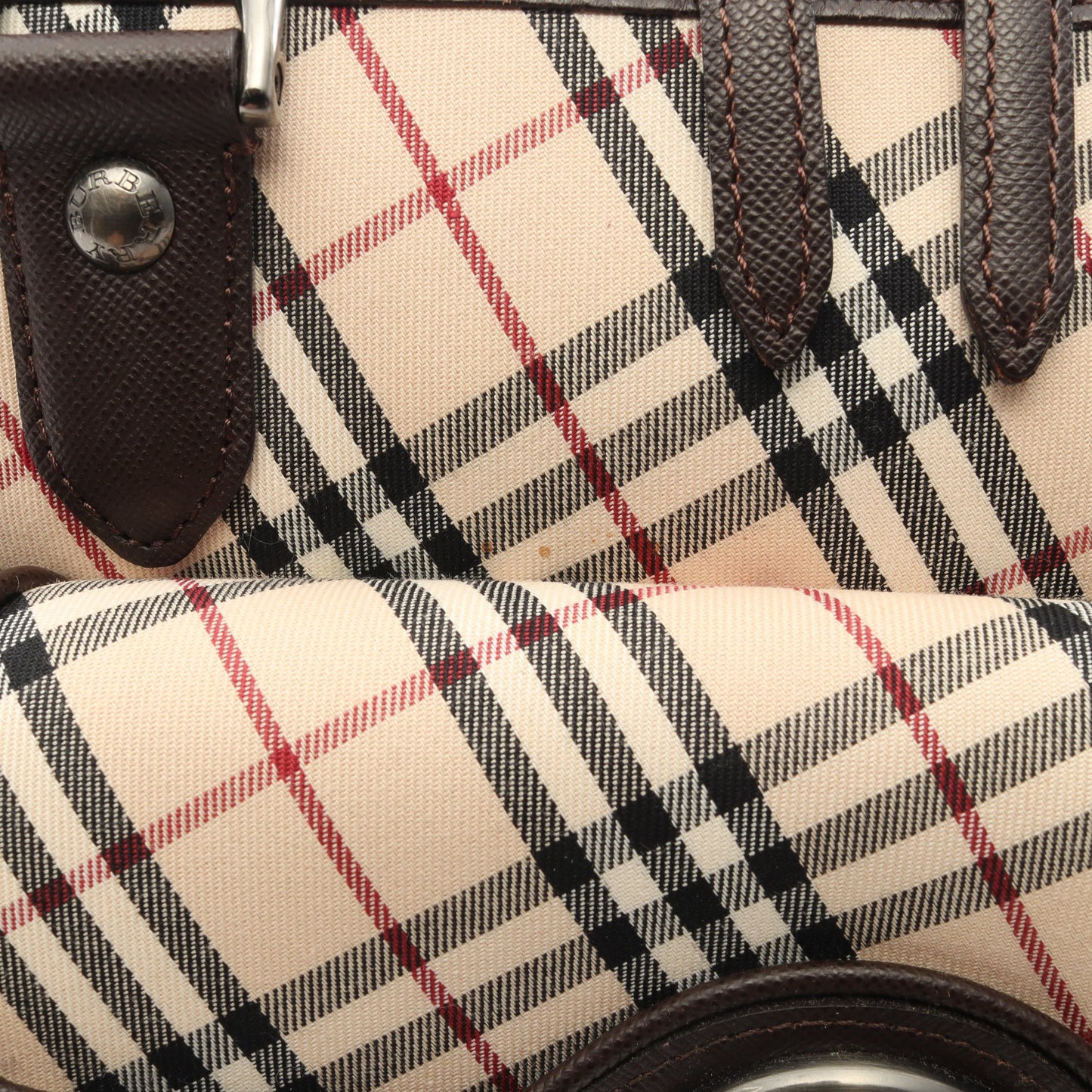 ノバチェック ハンドバッグ キャンバス レザー ライトベージュ ダークブラウン マルチカラー バーバリー バッグ BURBERRY